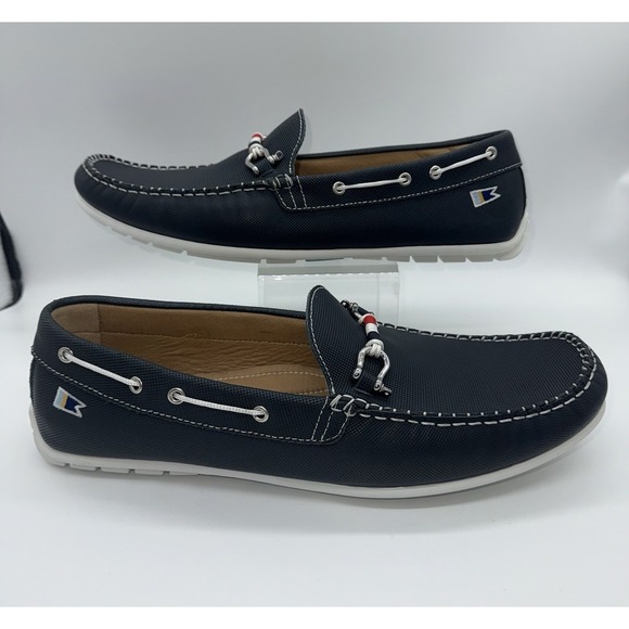 RIOMAR Men's Leather Shoes Waterman Deck Driver Slip-on Blue NEW Size 15 US - Picture 6 of 9